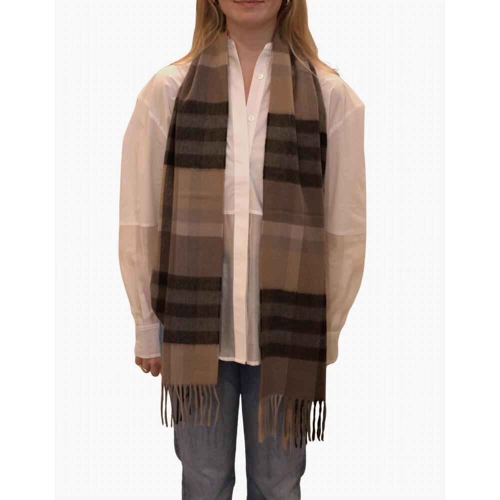 NEW CLIO APPAREL cashmere check scarves in camel